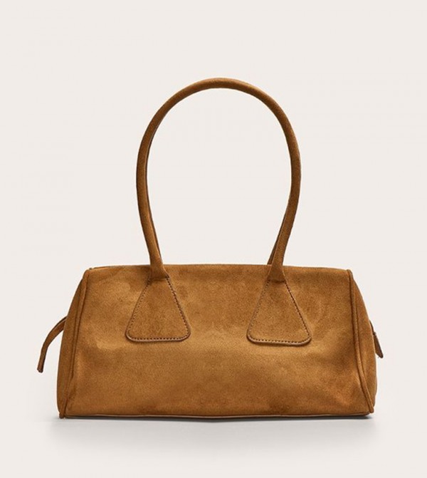 Faux Suede Bowler Bag