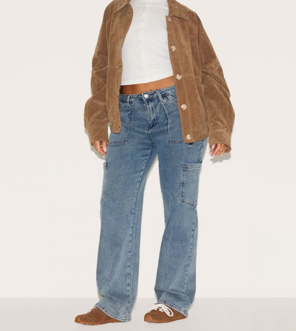 Shape Vintage Wash Cargo Wide Leg Jeans