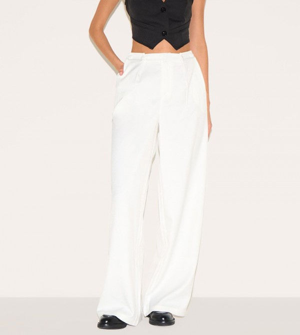 Adjustable Waistband Detail Tailored Trousers