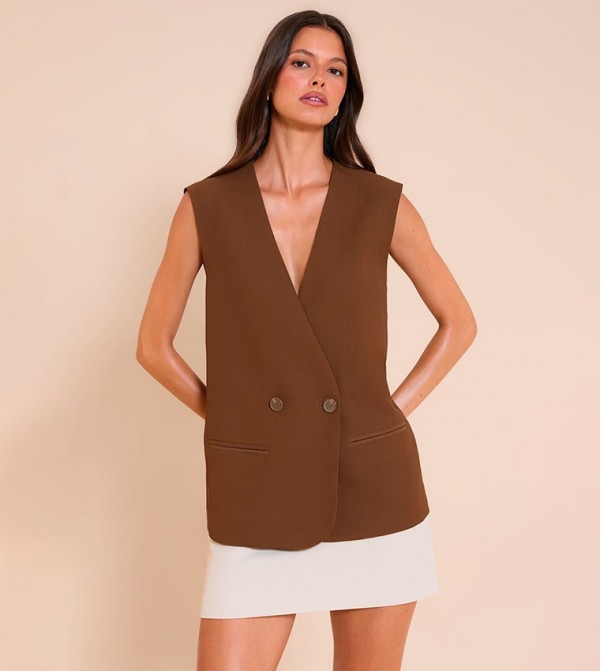 Solid Oversized Waistcoat