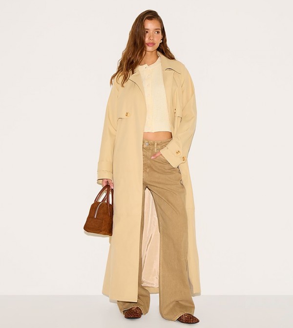 Solid Oversized Storm Flap Detail Trench Coat