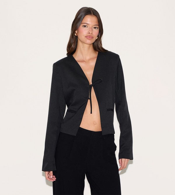 Tie Up Long Sleeves Blazer
