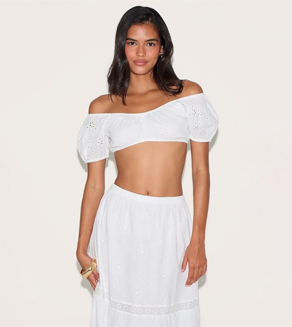 Broderie Bardot Crop Top