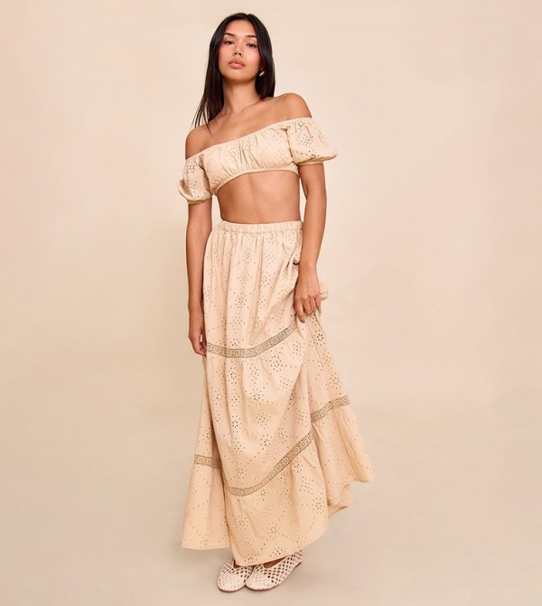 Broderie Floaty Maxi Skirt
