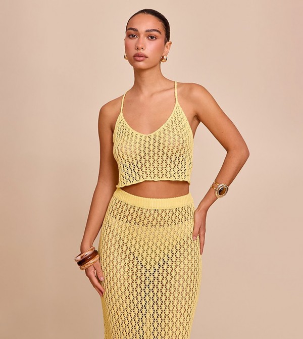 Crochet Knit Strappy Crop Top