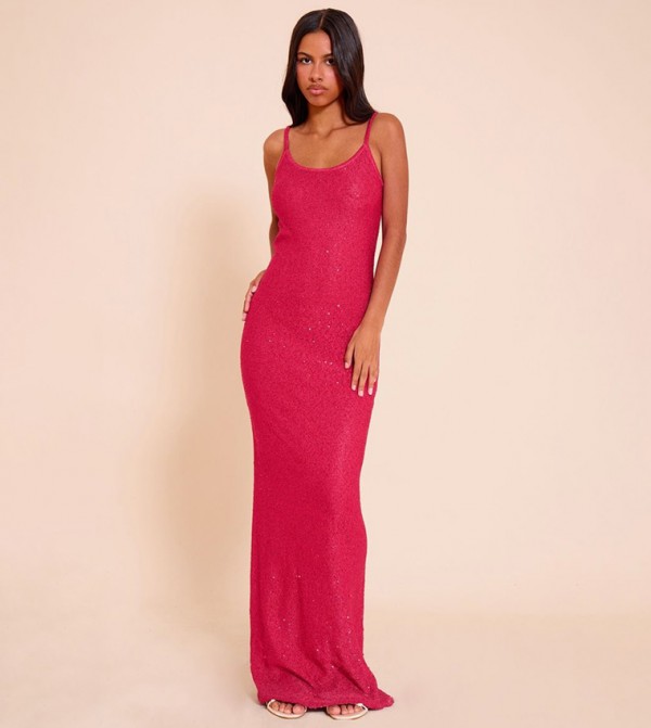 Petite Sequin Knitted Maxi Dress