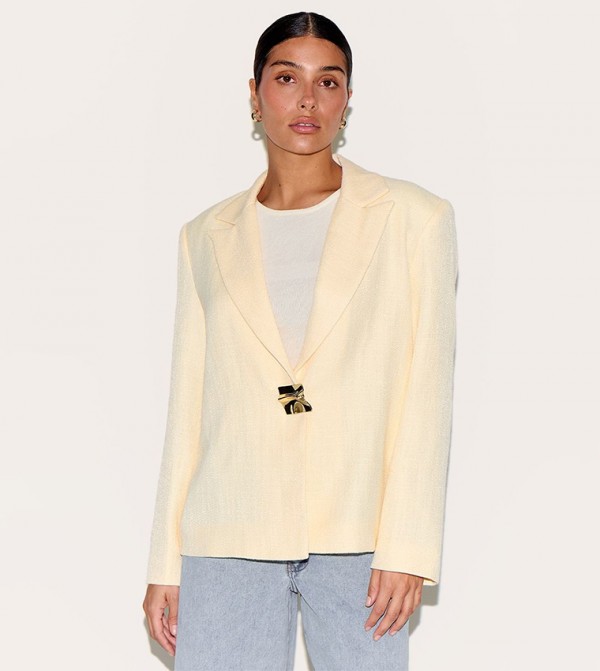 Petite Trim Detail Textured Blazer