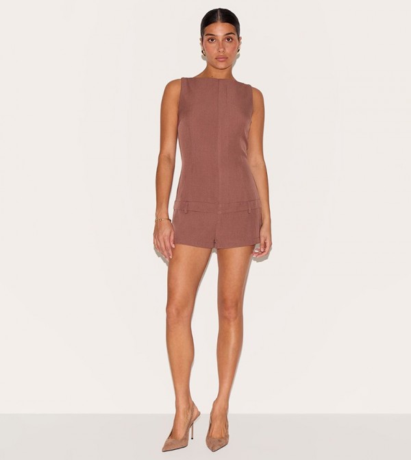 Petite Tailored Crew Neck Playsuit