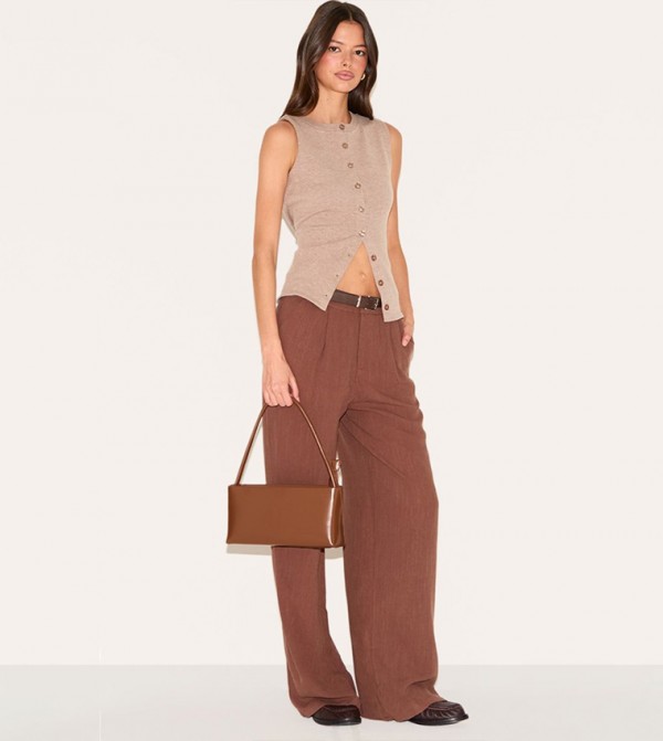 Linen Blend Tailored Straight Fit Trousers