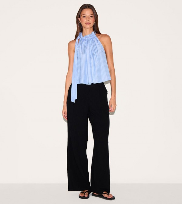 Linen Blend Straight Fit Trousers
