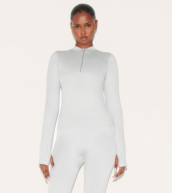 Seamless Zipper Neck Fitted Top