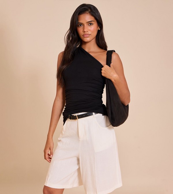 Asymmetric Ruched Sleeveless Top