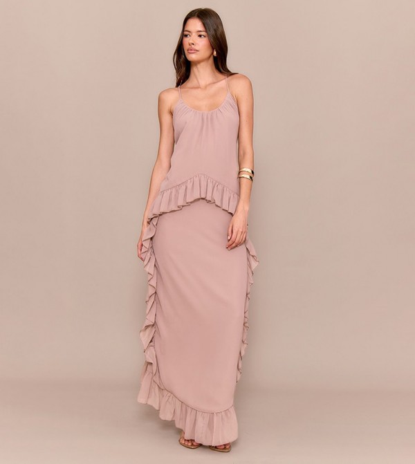 Chiffon Frill Cami Maxi Dress