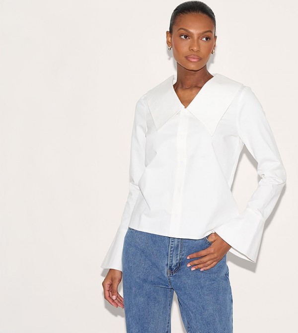 Solid Large Collar Shirt