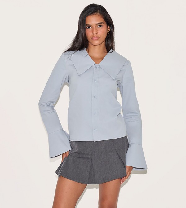 Solid Large Collar Shirt