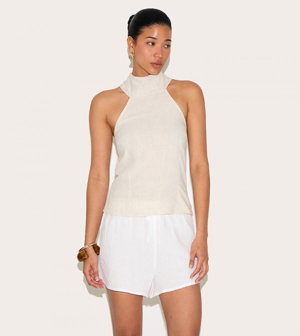 Textured Halterneck Lightweight Top