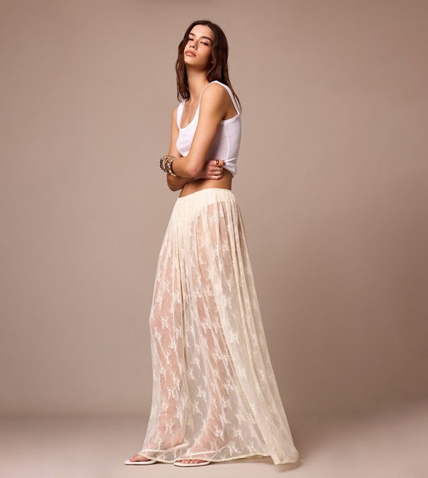 Sheer Lace Maxi Skirt