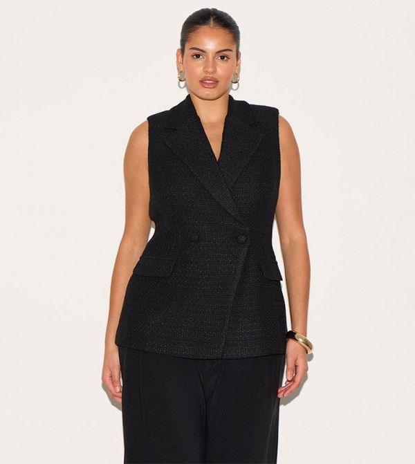 Curve Tweed Double Breasted Waistcoat