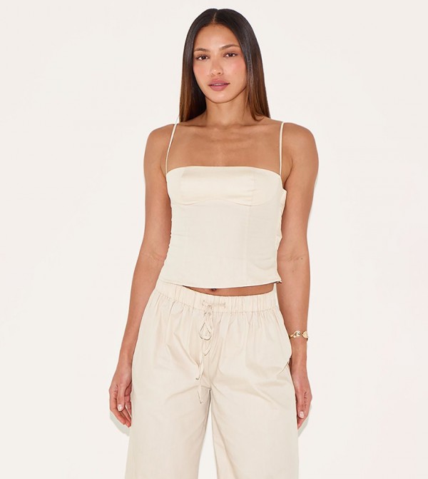 Tall Solid Strappy Crop Top