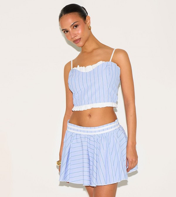 Petite Striped Structured Crop Top