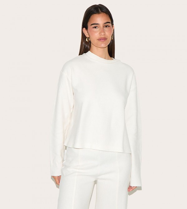 Soft Ribbed Crew Neck Sweater