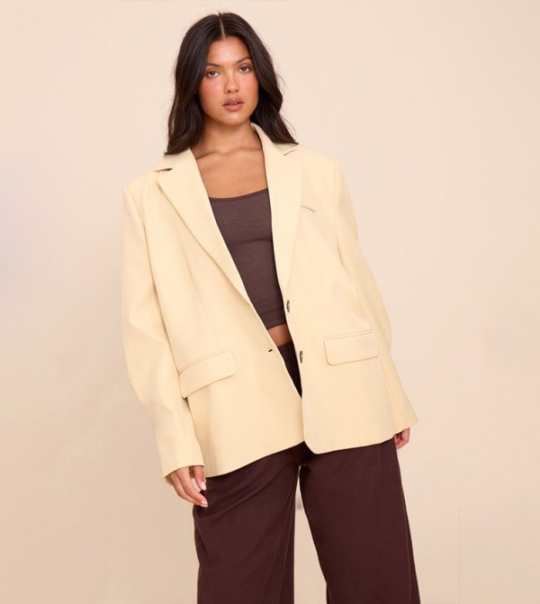 Buttercream Super Boxy Fit Seam Detail Blazer