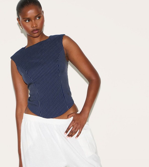 Striped Sleeveless Crop Top