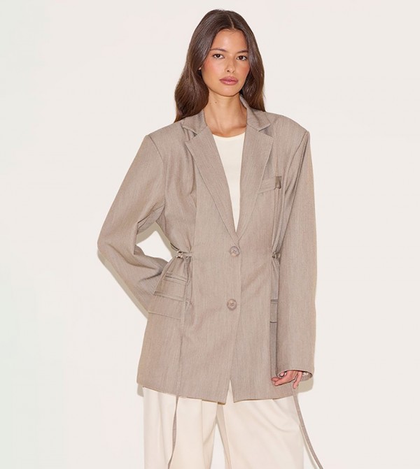 Solid Belt Detail Blazer