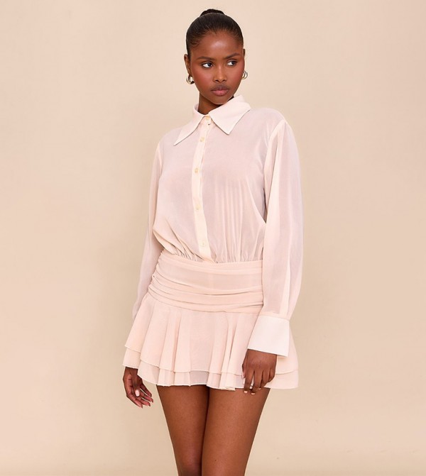 Chiffon Ruched Waist Detail Playsuit