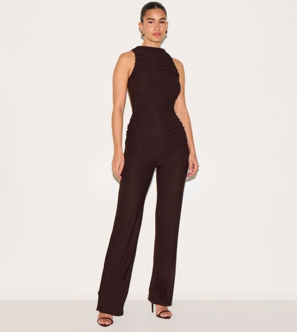 Soft Touch Ruched Straight Leg Jumpsuit
