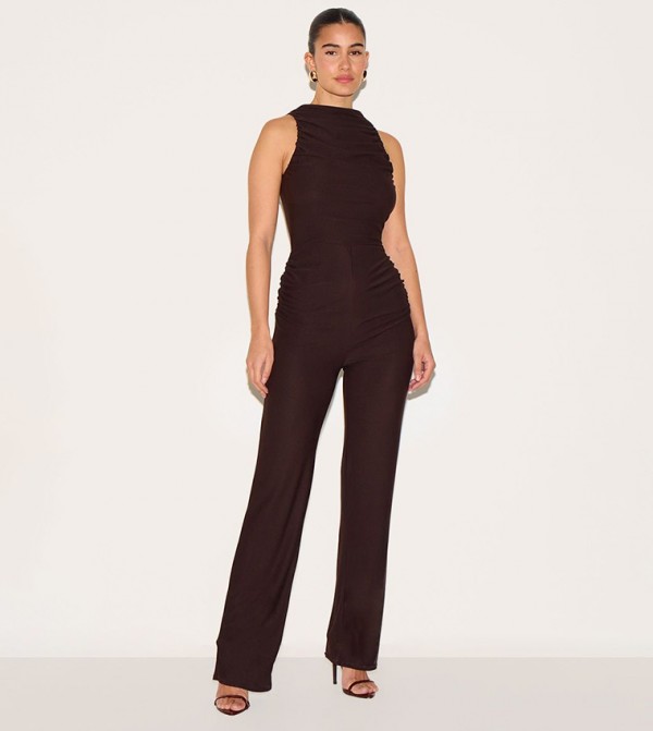 Soft Touch Ruched Straight Leg Jumpsuit