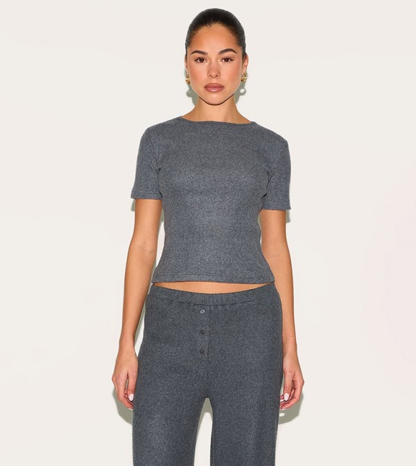 Brushed Ribbed Fitted Crop Top