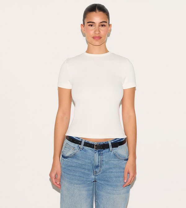 Premium Soft Touch Fitted Crop T-Shirt