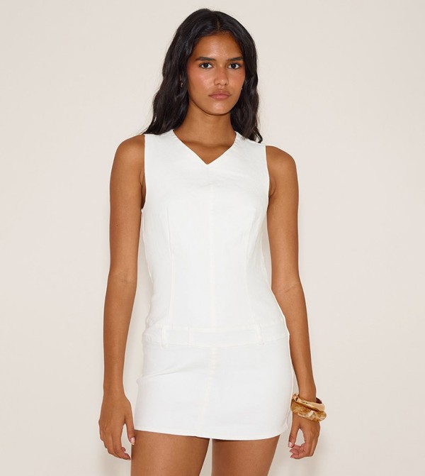 Tailored Style Stretch Denim Mini Dress