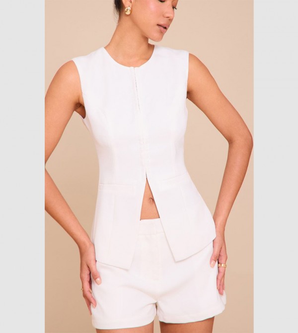 Buy LC Waikiki Solid V Neck Classic Waistcoat In Beige