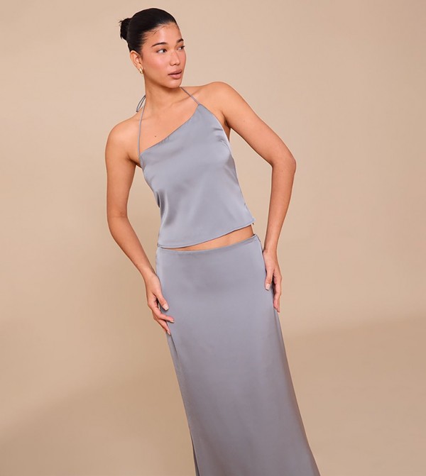 Satin Halterneck Crop Top