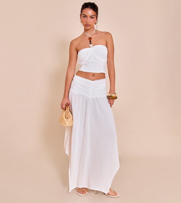 Asymmetric Hem Maxi Skirt