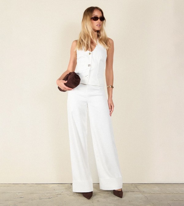 Textured Wide Leg Trousers