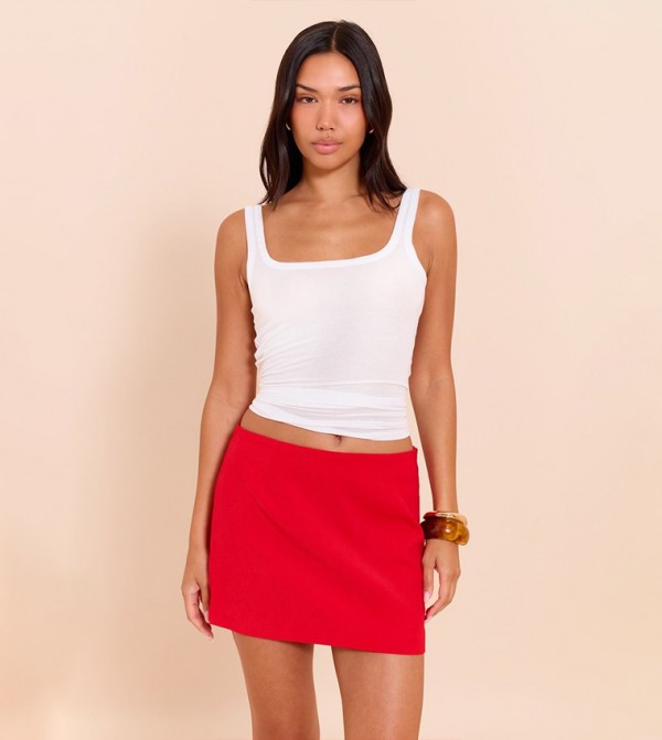 Tomato Woven A-Line Mini Skirt