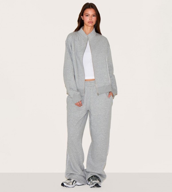 Contrast Seam Wide Leg Sweatpants
