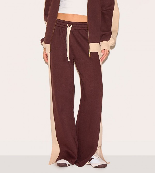 Color Block Split Hem Wide Leg Sweatpants