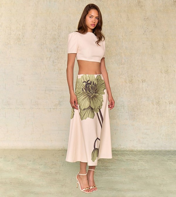 Solid Look Puff Sleeves Crop Top