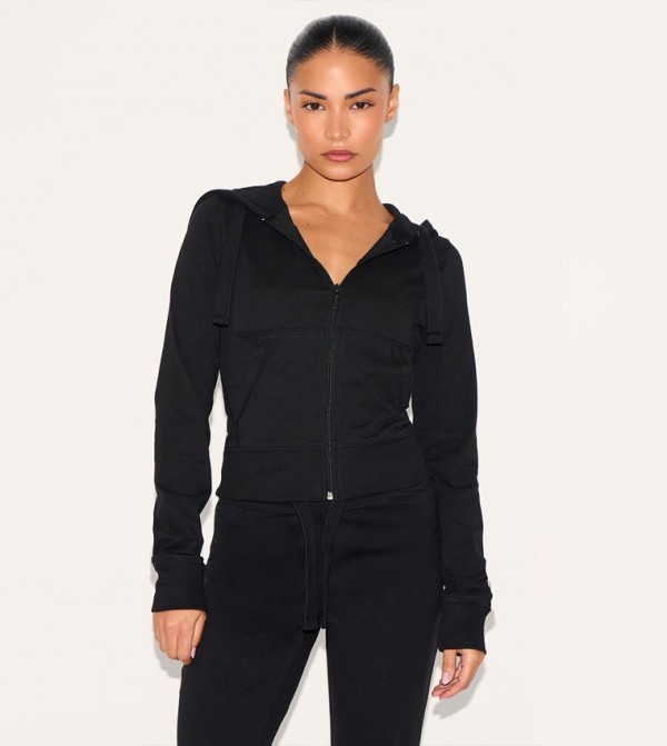 Petite Zip-Through Fitted Hooded Jacket