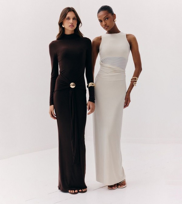 Slinky Belt Detail Maxi Dress