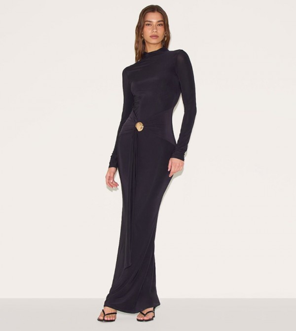 Slinky Belt Detail Maxi Dress