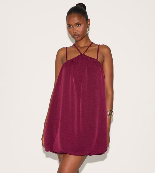 Puff Ball Strappy Mini Dress