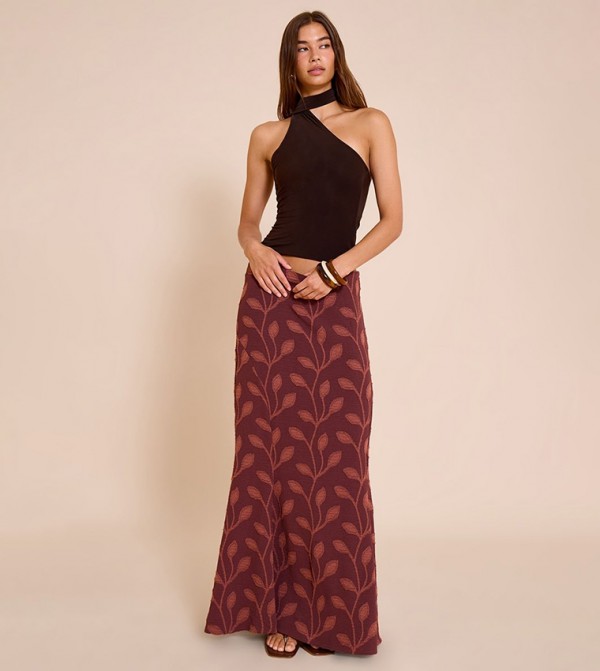 Textured Woven Floaty Maxi Skirt
