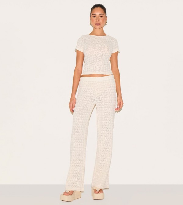Textured Straight Fit Trousers