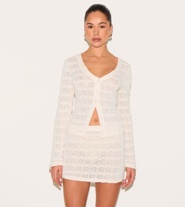Textured Button Up Long Sleeves Cardigan