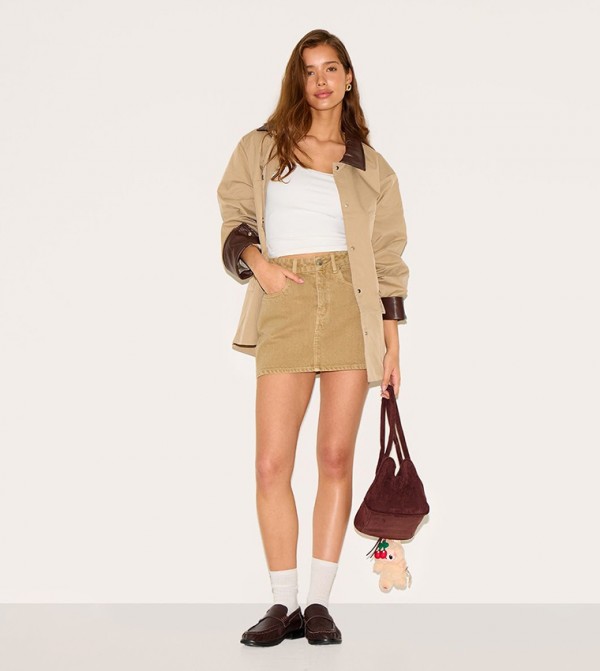 Washed Denim Mini Skirt